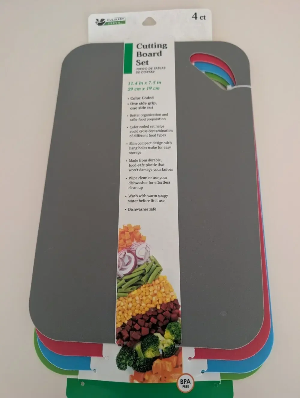 Culinary Fresh Cutting Board Set 4 Piece Kit 11.4